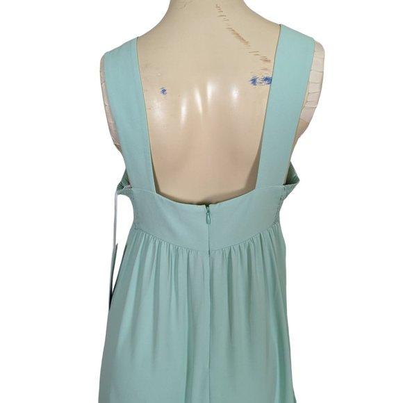Amanda Uprichard empire waist ruffled maxi sleeveless seafoam dress sz M - Picture 8 of 10